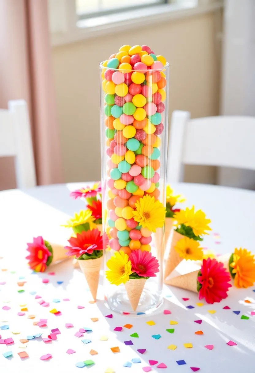 21 Colorful Ice Cream Birthday Decorations That Will Make Your Child's Day Unforgettable! - 3. Whimsical Ice Cream Centerpieces