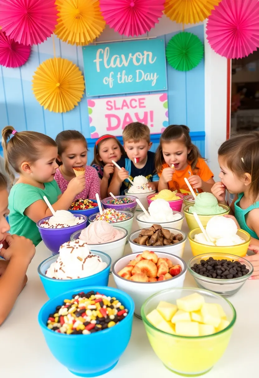 21 Colorful Ice Cream Birthday Decorations That Will Make Your Child's Day Unforgettable! - 12. Ice Cream Flavor Tasting Station