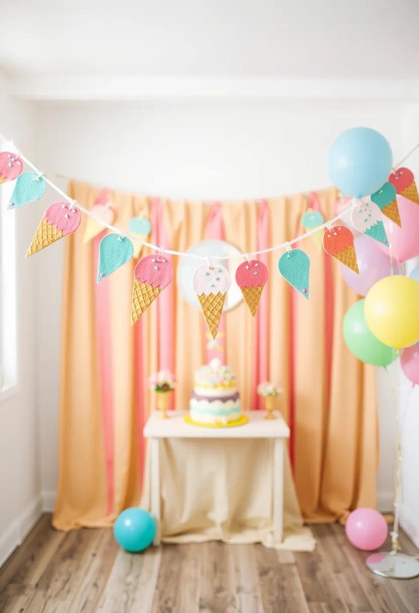 21 Colorful Ice Cream Birthday Decorations That Will Make Your Child's Day Unforgettable! - 4. Ice Cream Garland