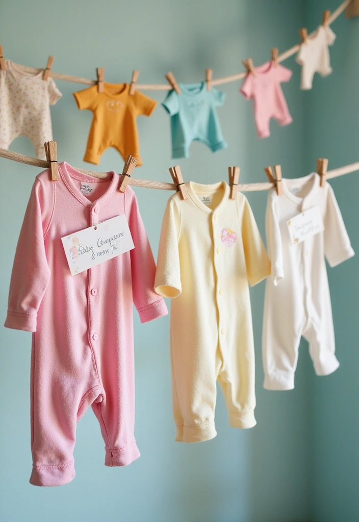 21 Baby Shower Decorations That Will Leave Your Guests in Awe (You Won't Believe #7!) - 18. Adorable Onesie Display
