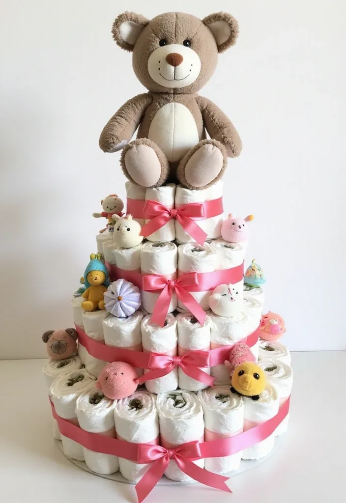 21 Baby Shower Decorations That Will Leave Your Guests in Awe (You Won't Believe #7!) - 7. Unbelievable DIY Diaper Cake