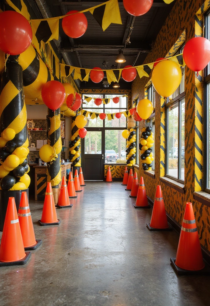 21 Construction Theme Birthday Party Ideas That'll Make You the Coolest Parent! - 10. Caution Tape Decor