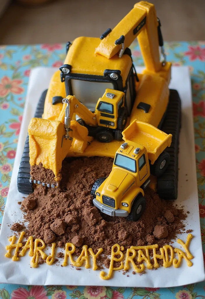 21 Construction Theme Birthday Party Ideas That'll Make You the Coolest Parent! - 5. Excavator Cake