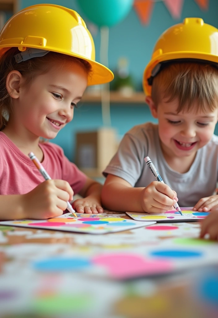 21 Construction Theme Birthday Party Ideas That'll Make You the Coolest Parent! - 1. Hard Hat Decorating Station