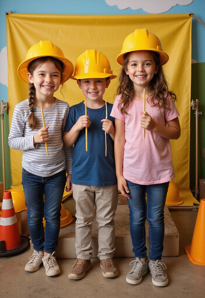 21 Construction Theme Birthday Party Ideas That'll Make You the Coolest Parent! - 3. Construction Zone Photo Booth