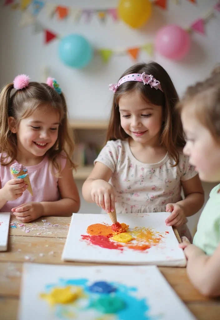 21 Ice Cream Birthday Party Ideas That Will Make Your Child's Day Unforgettable! - 7. Ice Cream Painting Activity