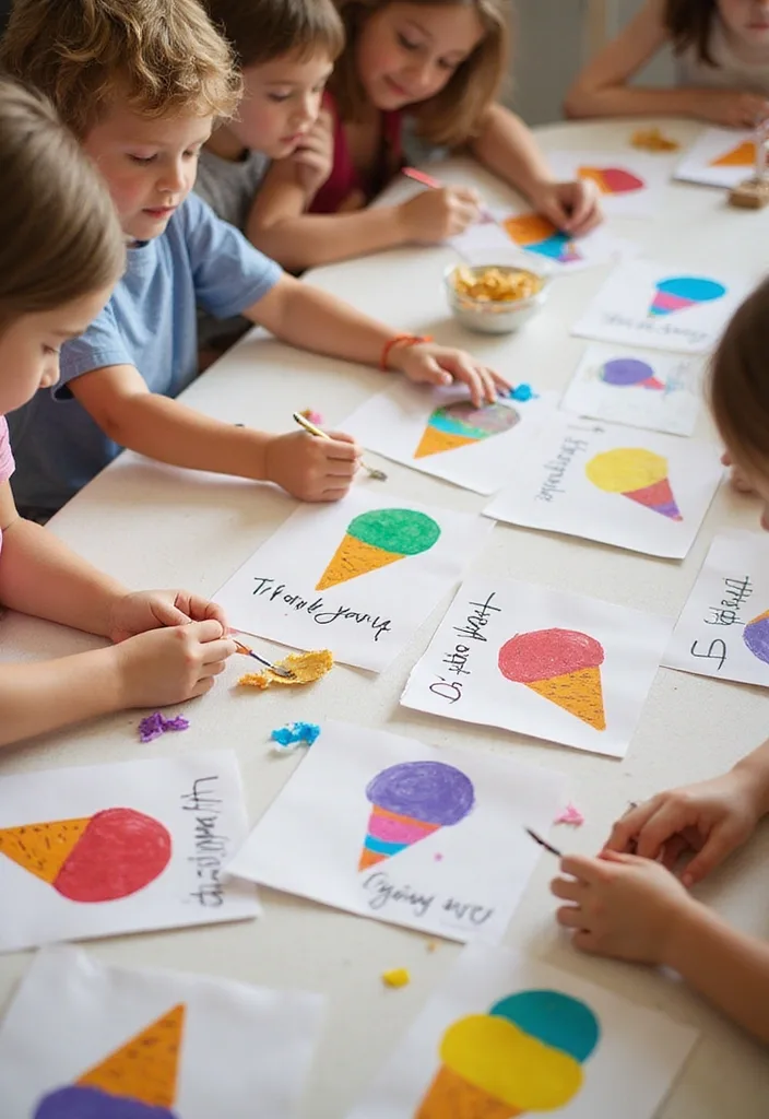 21 Ice Cream Birthday Party Ideas That Will Make Your Child's Day Unforgettable! - 21. Ice Cream-Themed Thank You Notes