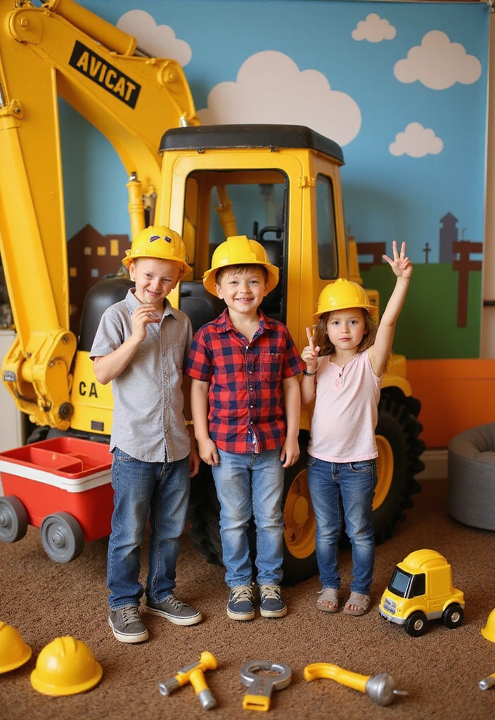 21 Construction Birthday Party Ideas That Will Make Your Child’s Day Unforgettable! - 7. Mini Construction Site Photo Booth